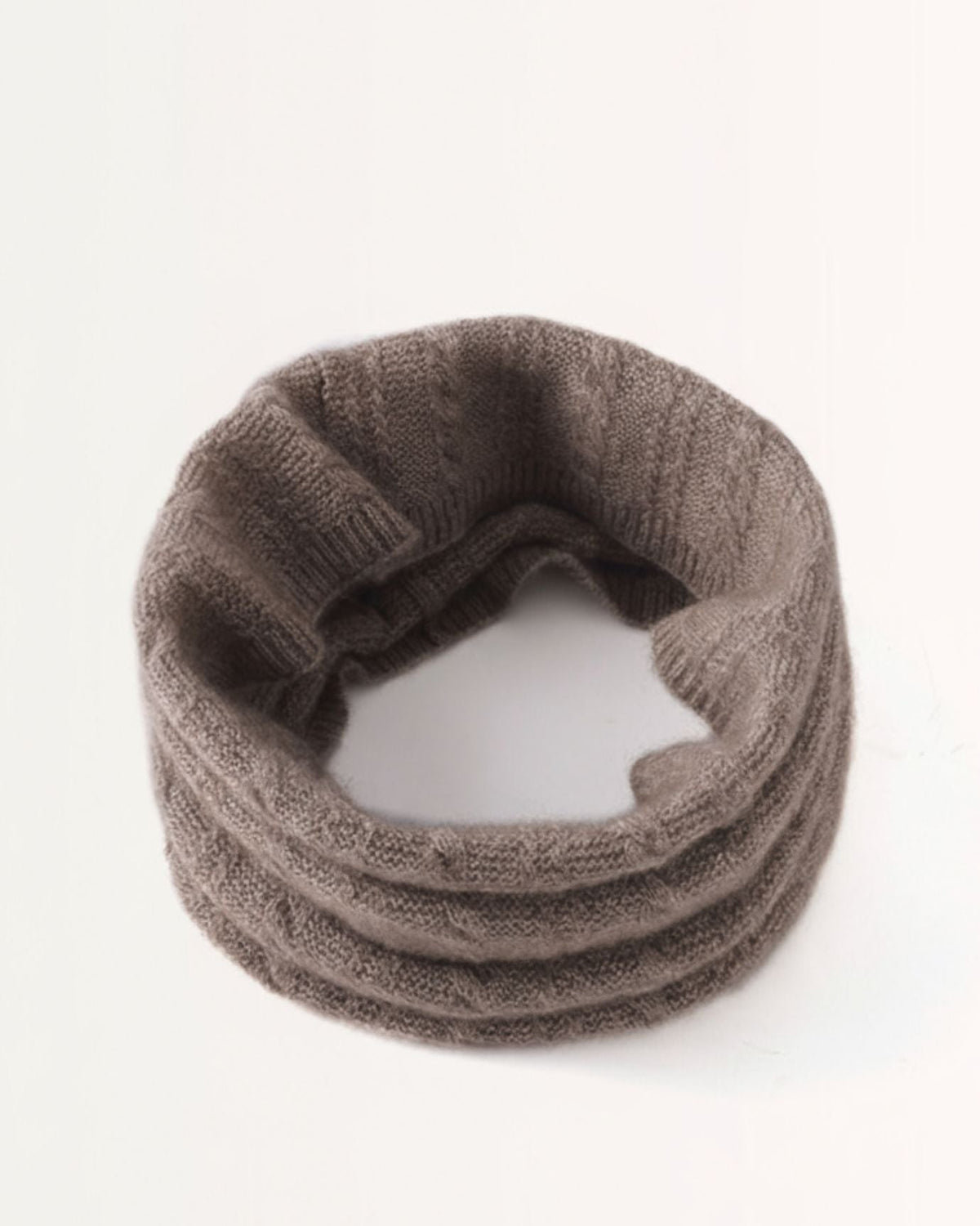Cable Knit Pure Cashmere Neck Scarf with Thick Collar – view 5