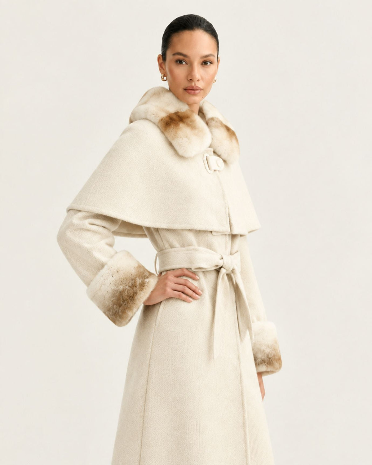 Long Double-Faced Wool Cape Coat – view 4