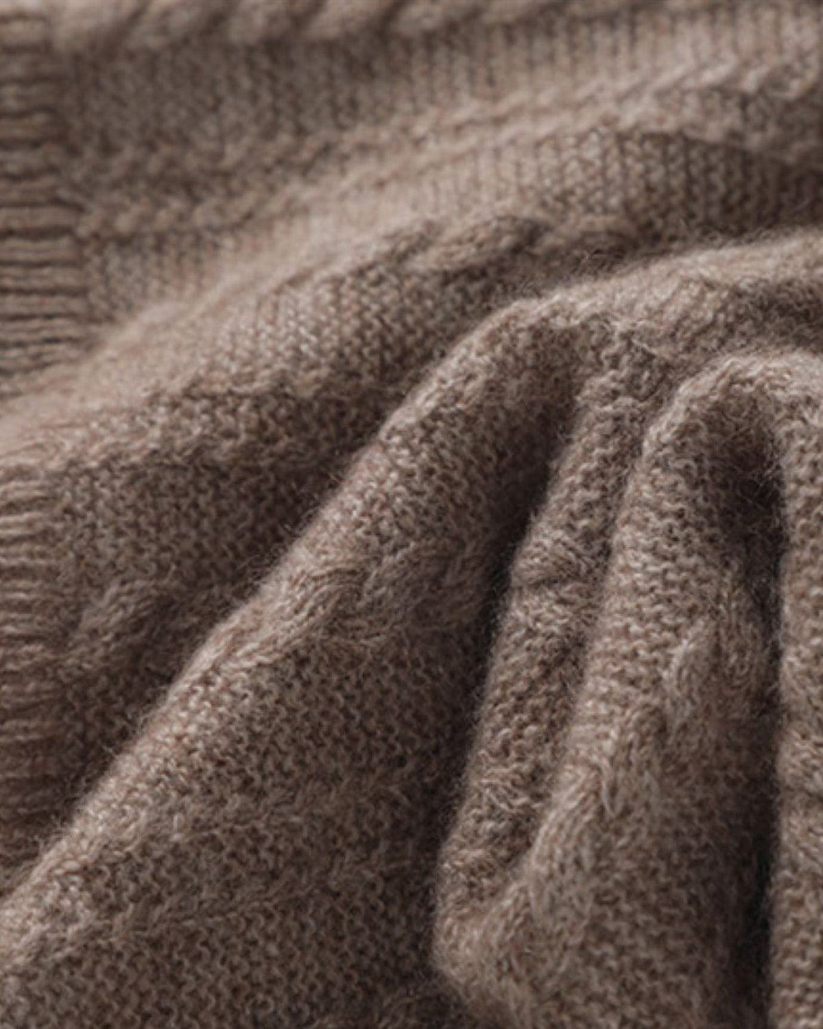 Cable Knit Pure Cashmere Neck Scarf with Thick Collar – view 6