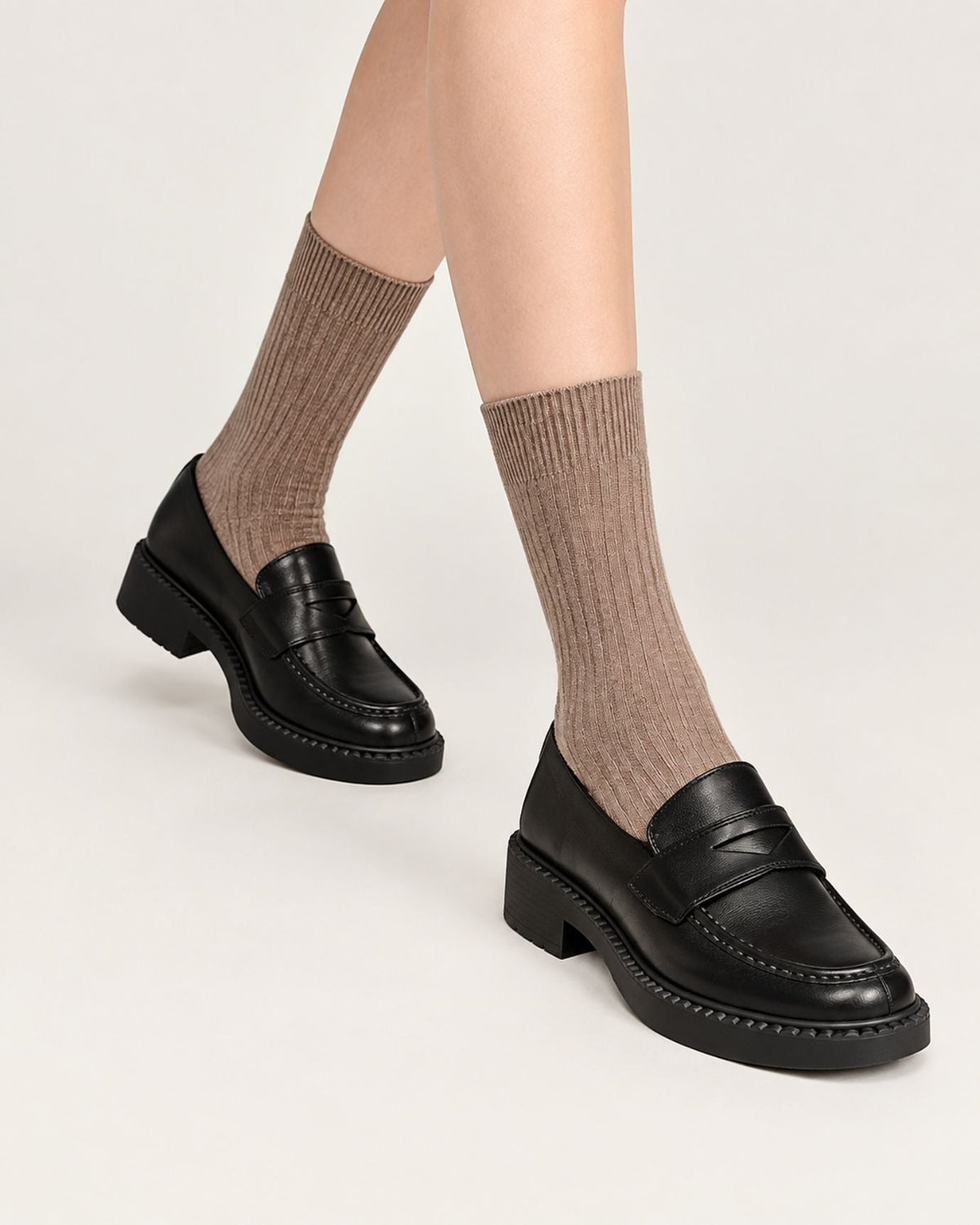 Zira Retro Leather Lug Sole Loafers with Cushioned Insole – view 3