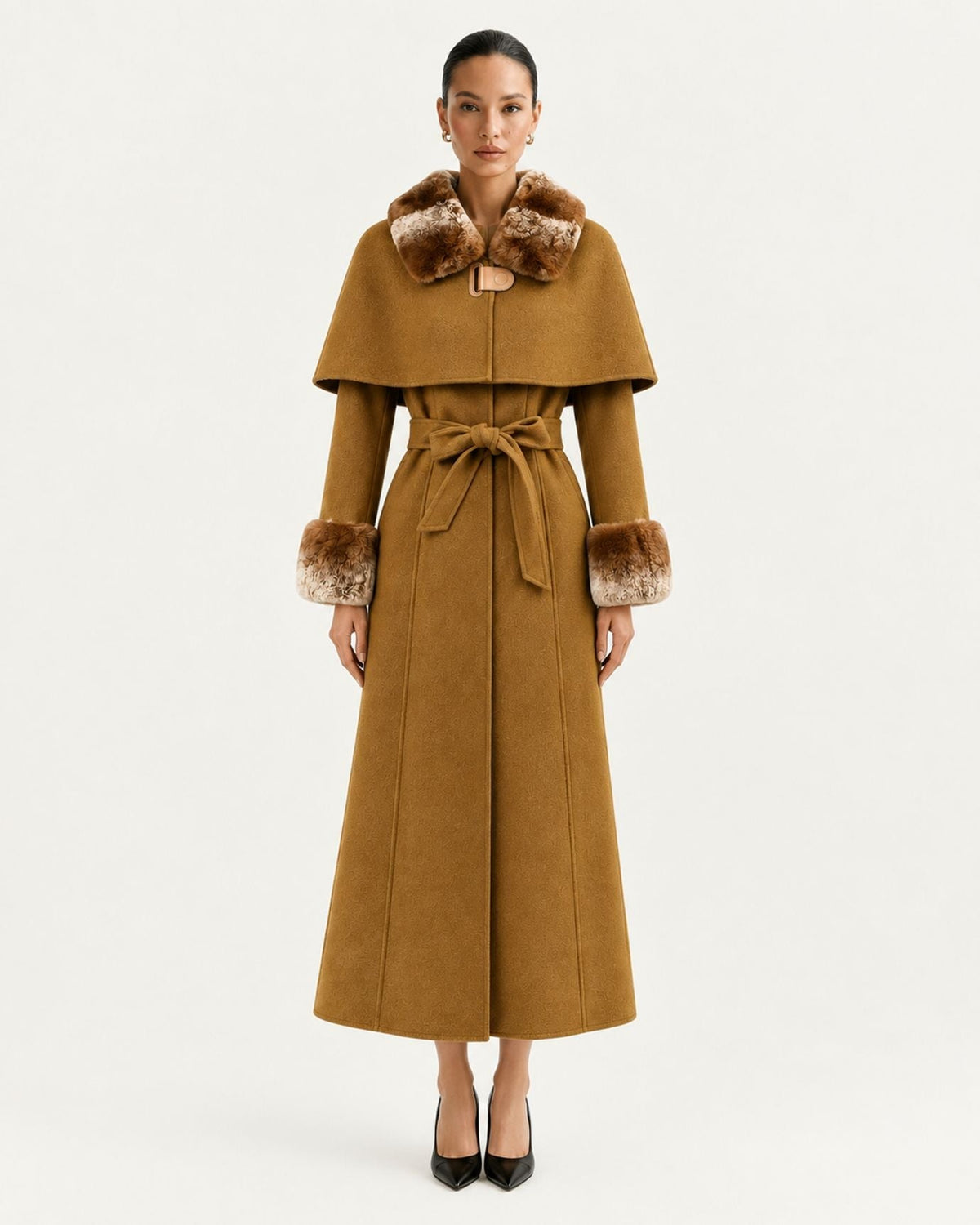 Long Double-Faced Wool Cape Coat – view 6