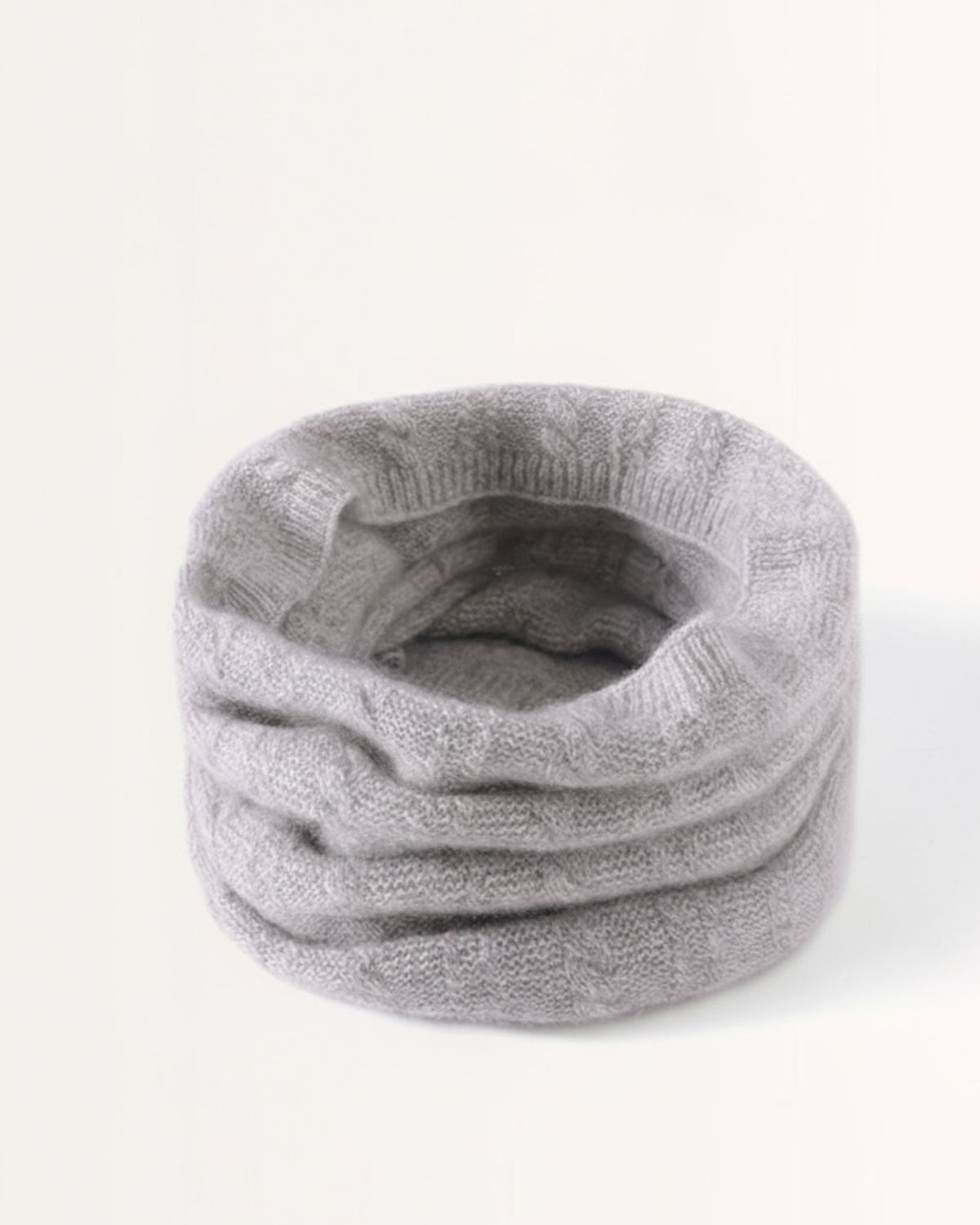 Cable Knit Pure Cashmere Neck Scarf with Thick Collar – view 7