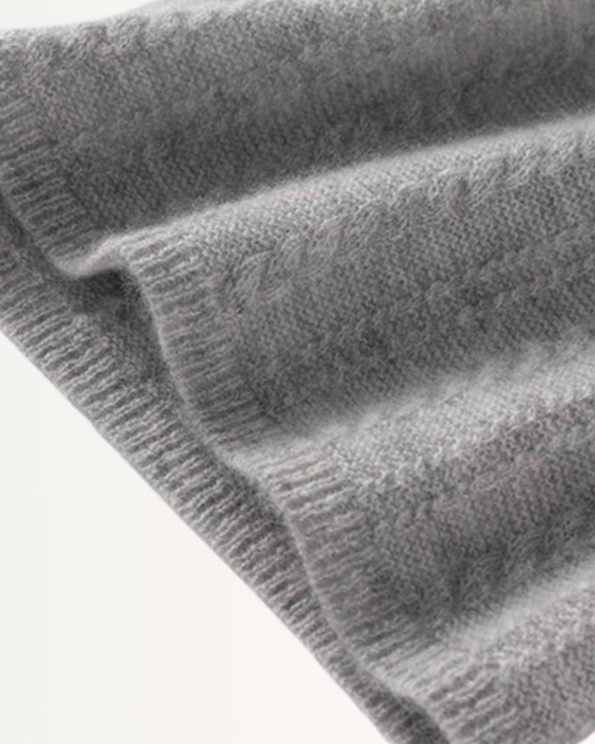 Cable Knit Pure Cashmere Neck Scarf with Thick Collar – view 8