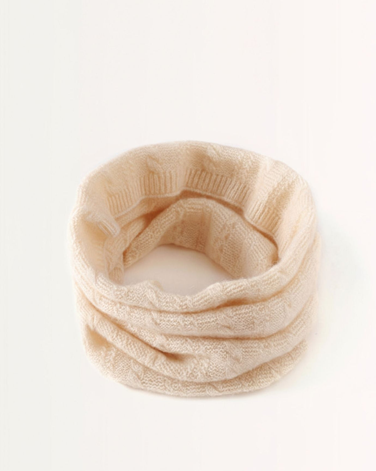 Cable Knit Pure Cashmere Neck Scarf with Thick Collar – view 9