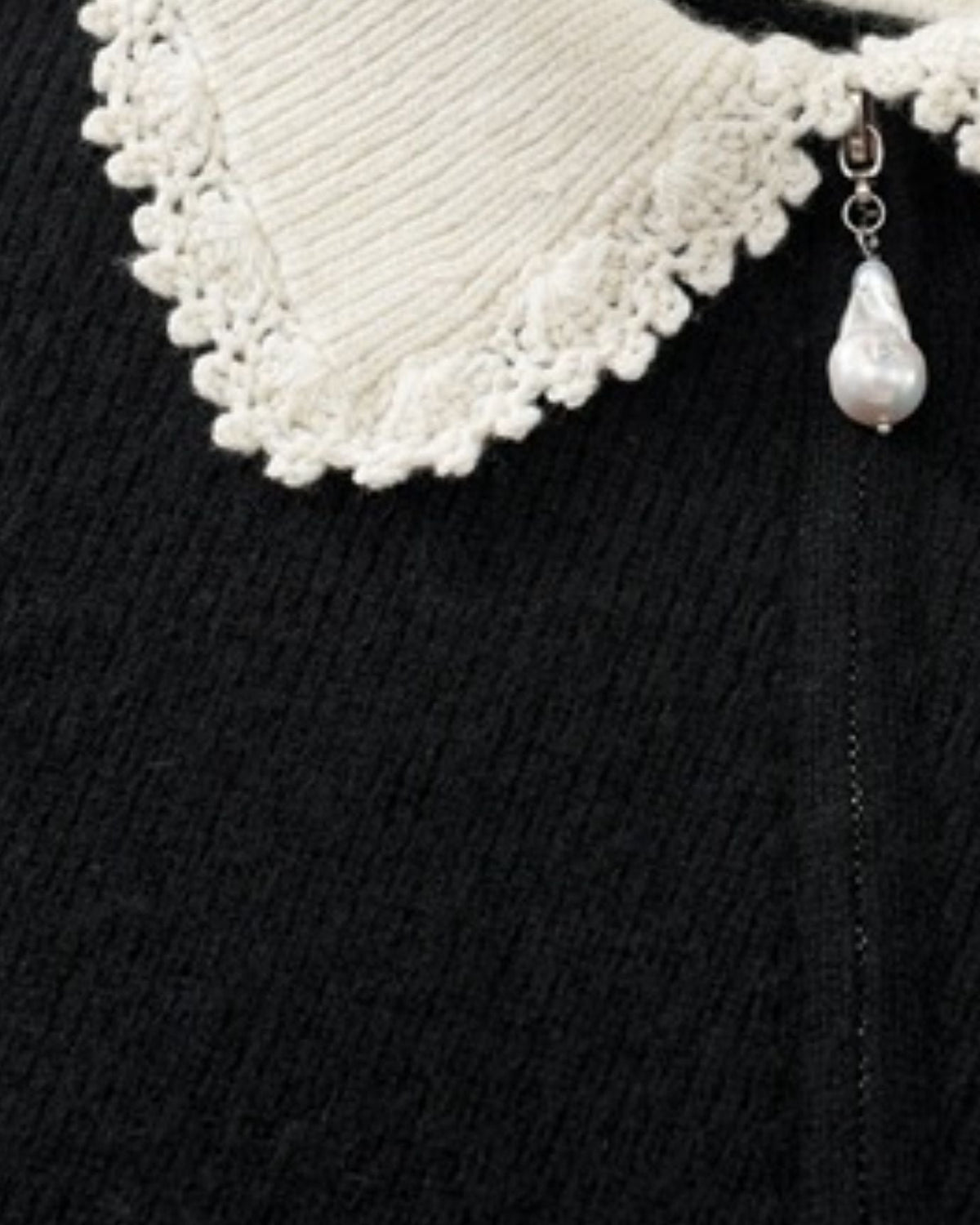 Pure Cashmere Knitted Jacket with Baroque Pearl Embellishment – view 3