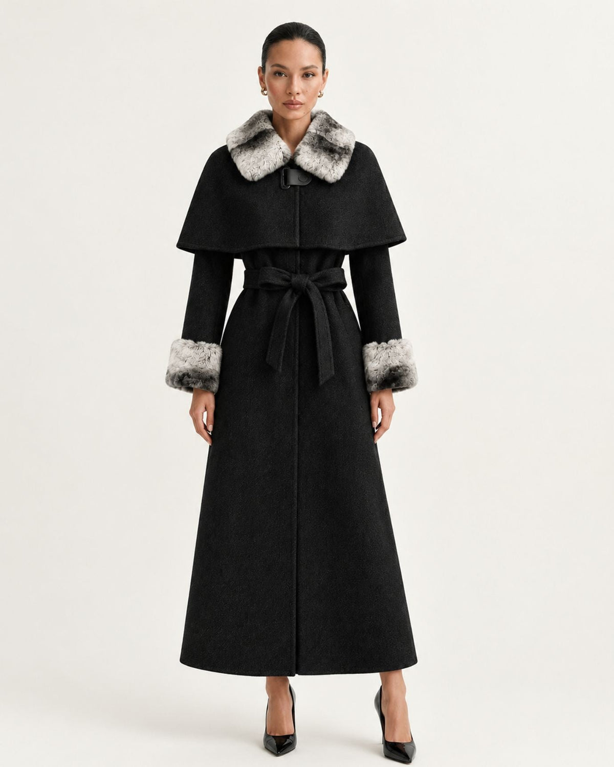 Long Double-Faced Wool Cape Coat – view 10