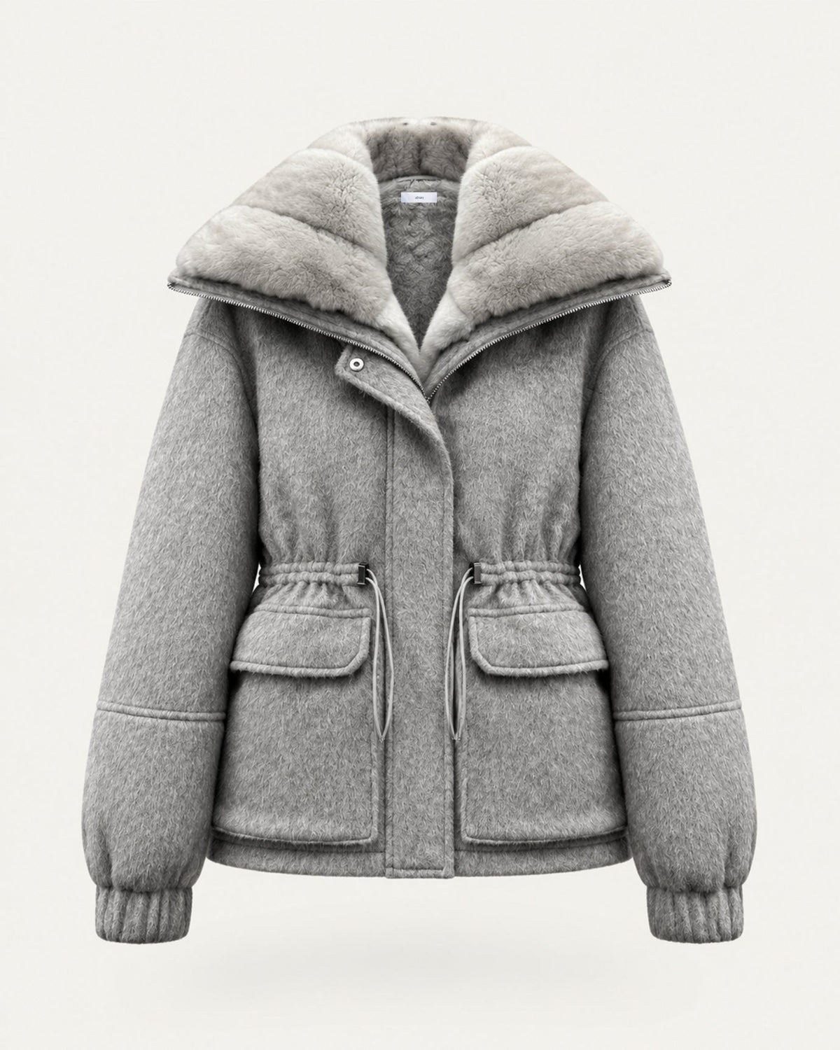 Lined Relaxed Parka Jacket with Long Sleeves – Oatmeal – view 1