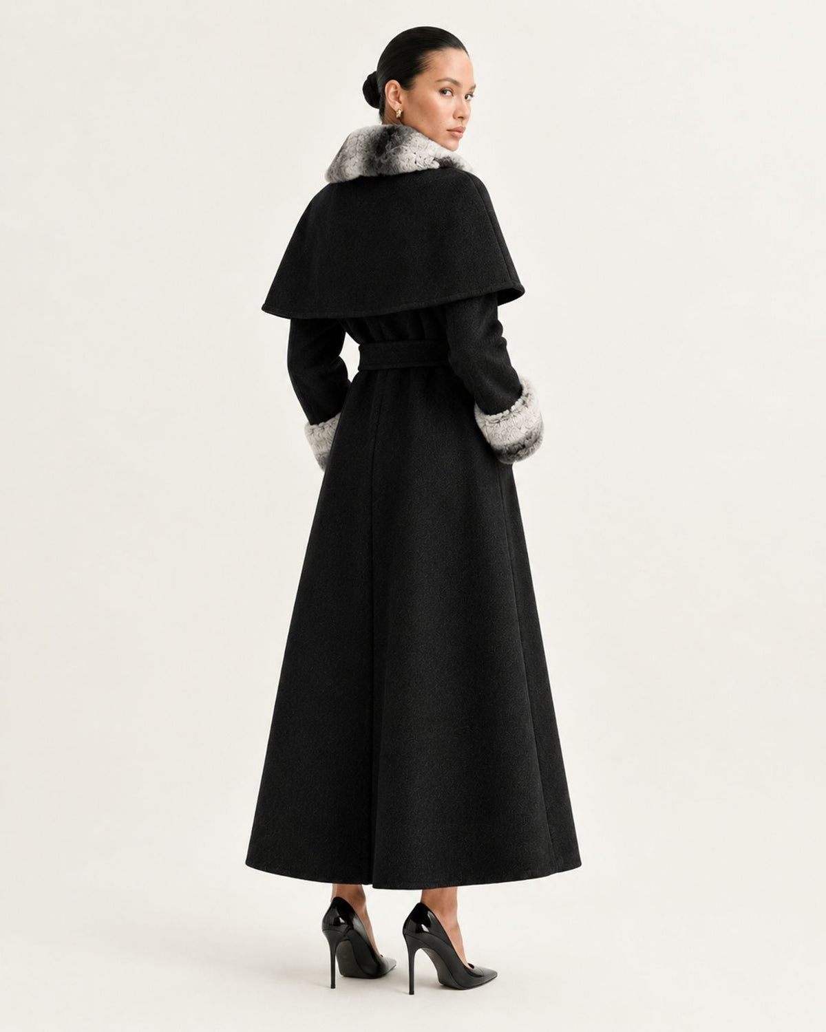 Long Double-Faced Wool Cape Coat – view 11