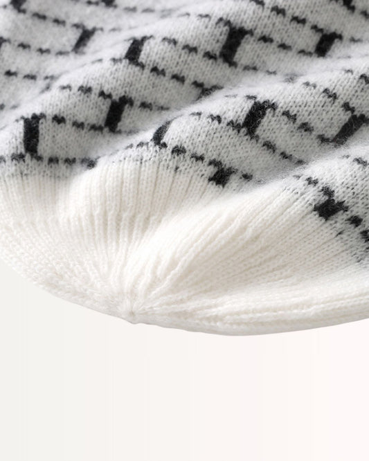 Classic Plaid Pattern Thick Pure Cashmere Hat – view 2