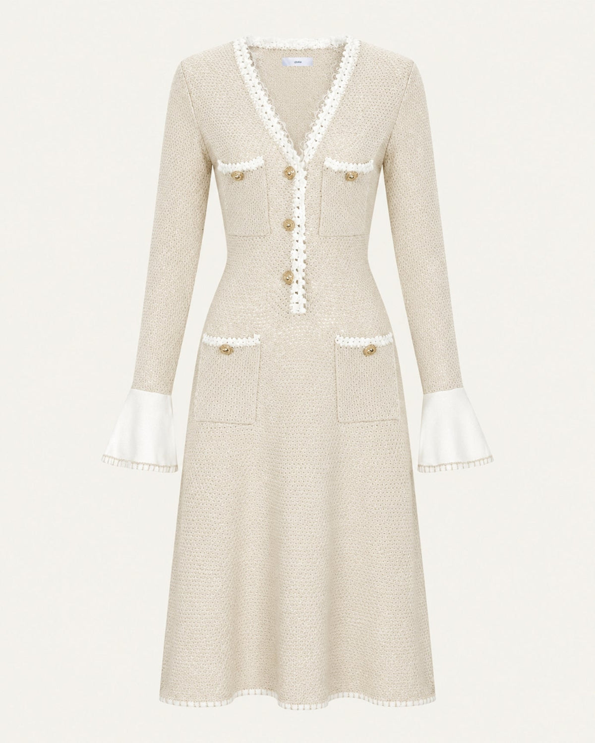 Georgina Long Sleeve Cut-Out Ruffle Viscose Midi Dress – view 11