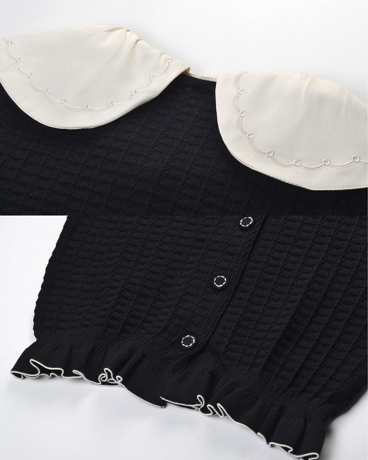 Slim Fit Colourblock Viscose Knit Cardigan with Embroidered Collar – view 9