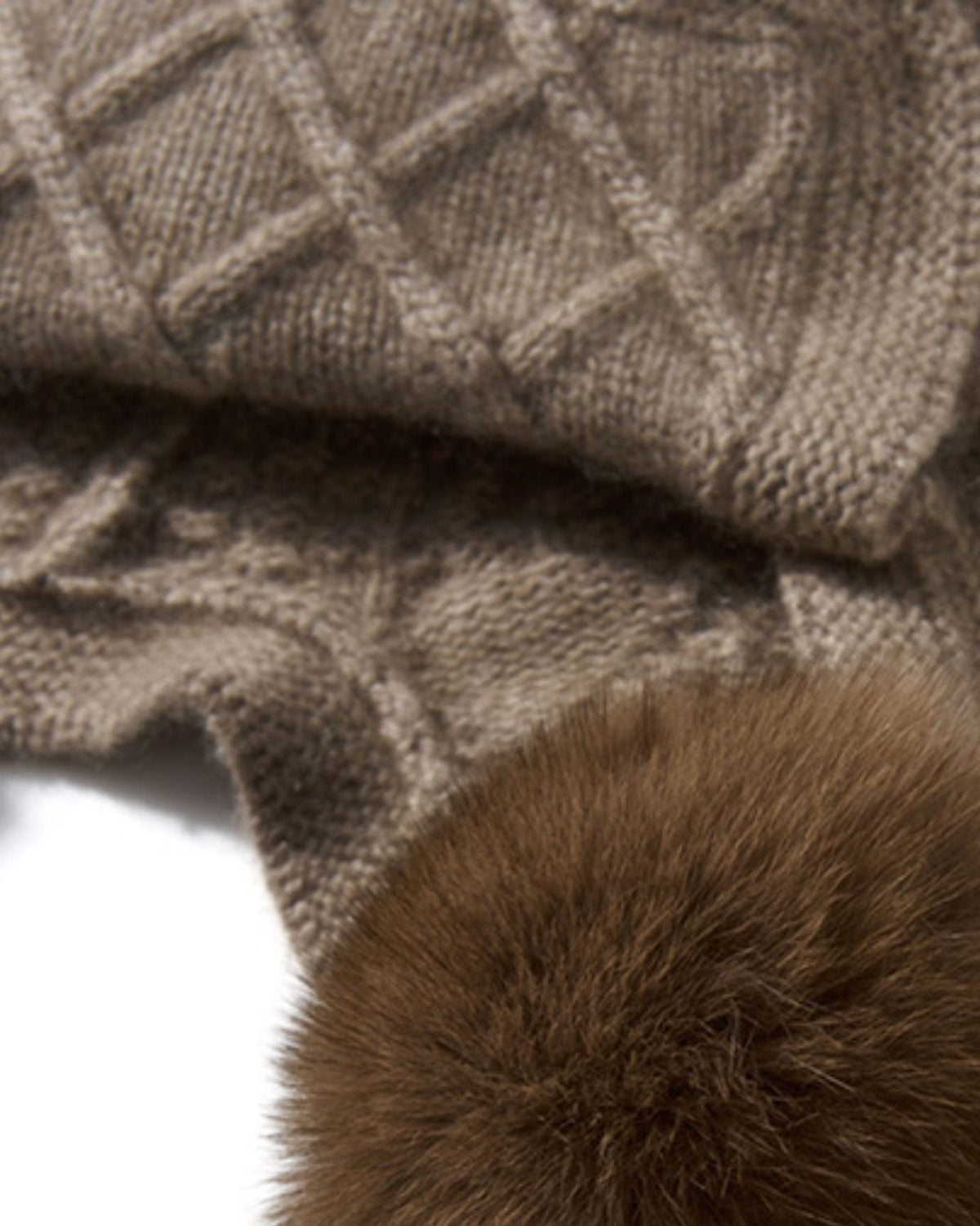Cashmere and Leather Earmuff Hat with Twisted Ball Detail – view 4