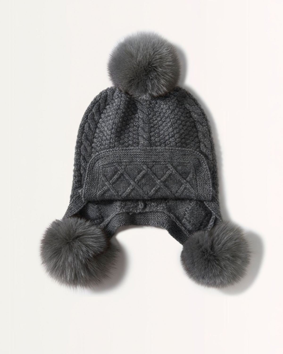 Cashmere and Leather Earmuff Hat with Twisted Ball Detail – view 5