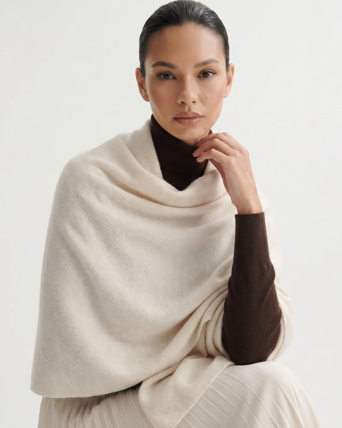 Dina Pure Cashmere Lightweight Knit Wrap Shawl – view 6