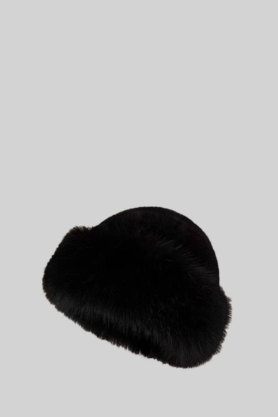 Plush Furry Texture Round Hat with Wide Brim – Black – view 6