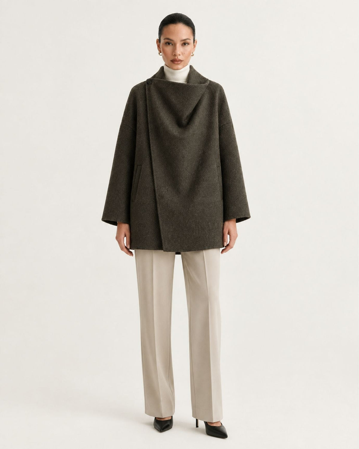 Divina Double-Faced Yak Wool Relaxed Fit Single Button Overcoat – view 7