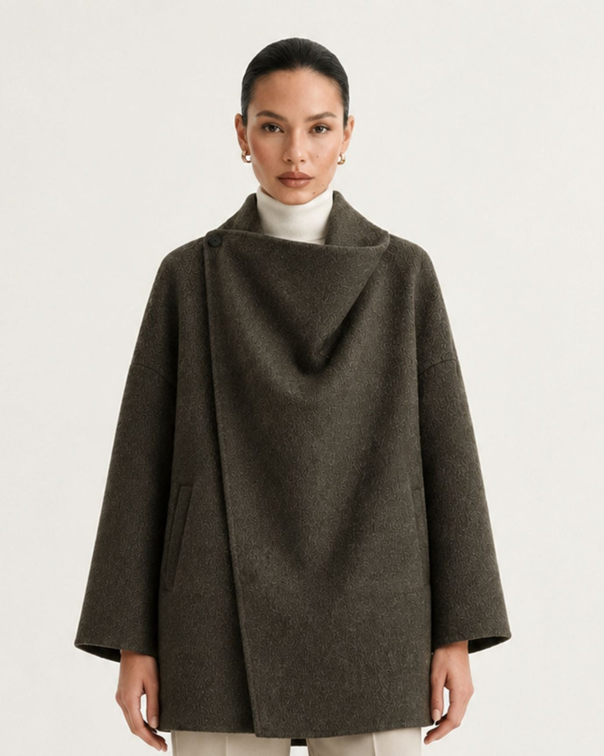 Divina Double-Faced Yak Wool Relaxed Fit Single Button Overcoat – view 9