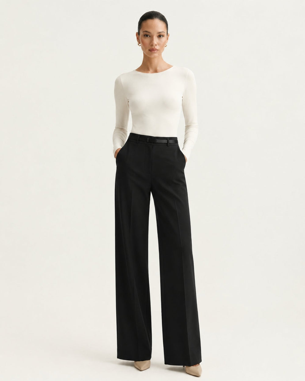 Rosy High Waisted Straight Leg Tailored Trousers
