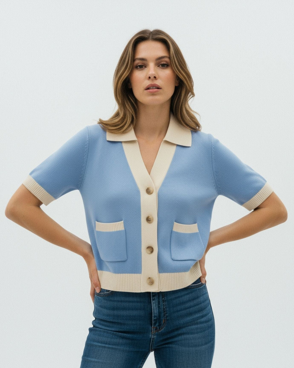 Cannes Semi-Fitted Short Sleeve Polo Shirt – Light Blue