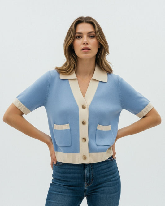 Cannes Semi-Fitted Short Sleeve Polo Shirt – Light Blue