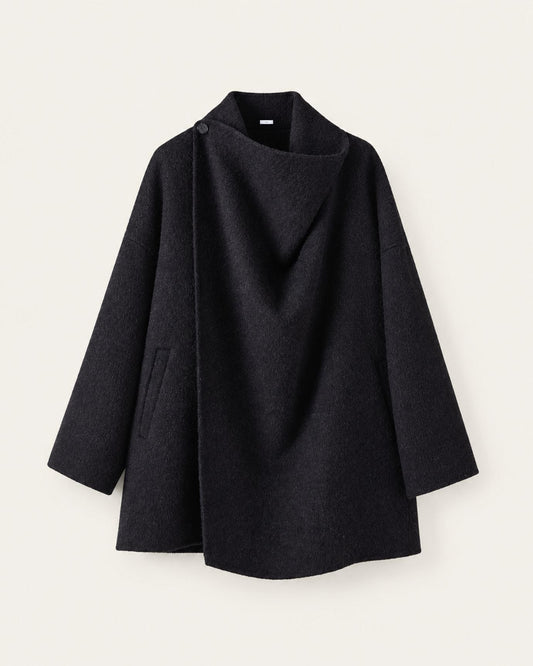 Divina Double-Faced Yak Wool Relaxed Fit Single Button Overcoat