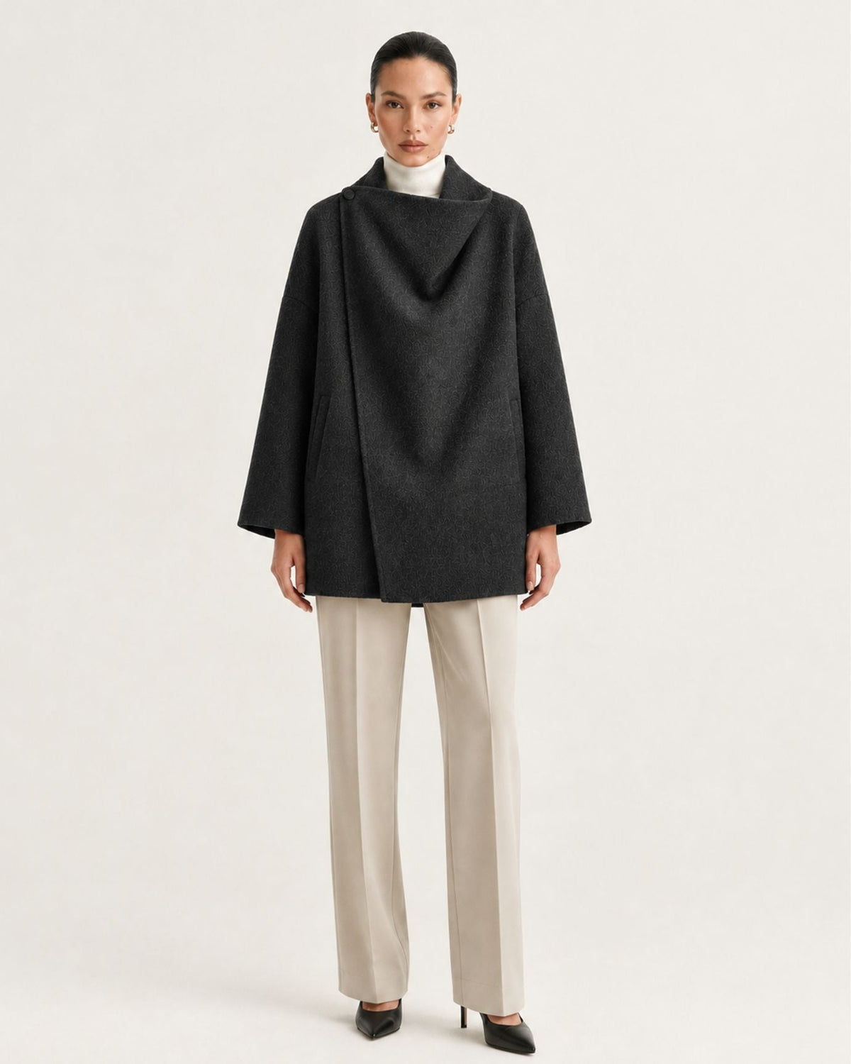 Divina Double-Faced Yak Wool Relaxed Fit Single Button Overcoat – view 3