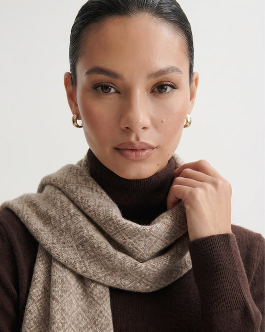 Olivia Hand-Knitted Pure Cashmere Scarf with Textured Finish – view 2