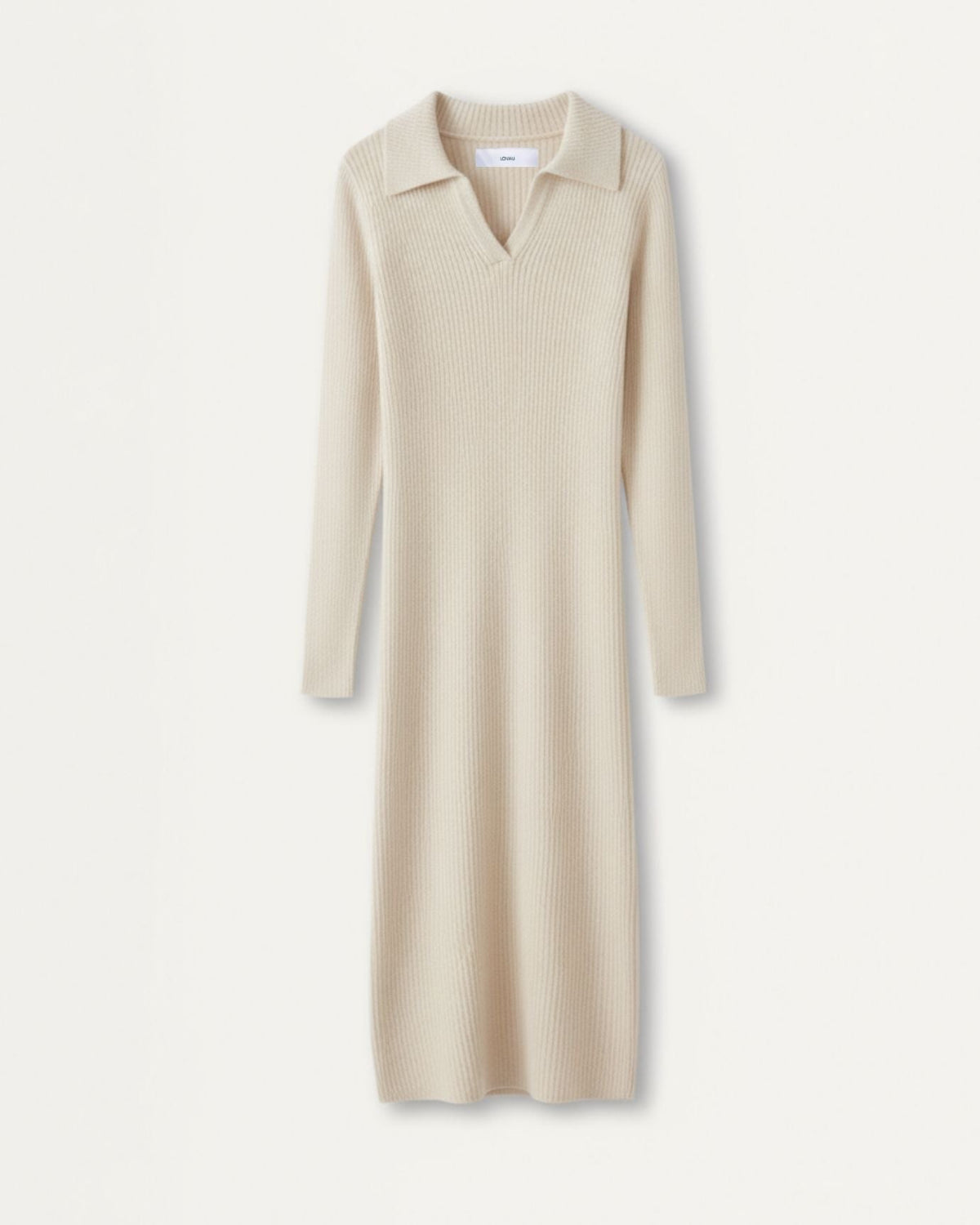 Long Sleeve Polo Collar Wool Dress with Tailored Silhouette – view 3