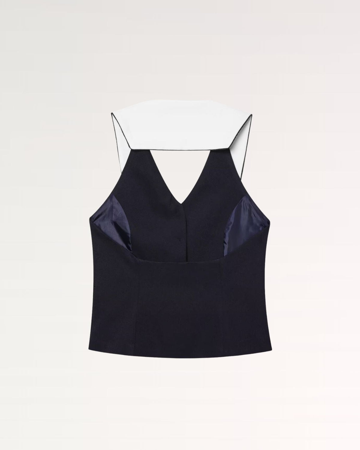 Milano Sleeveless Polo Collar Knit Vest with Button Placket – Black and White