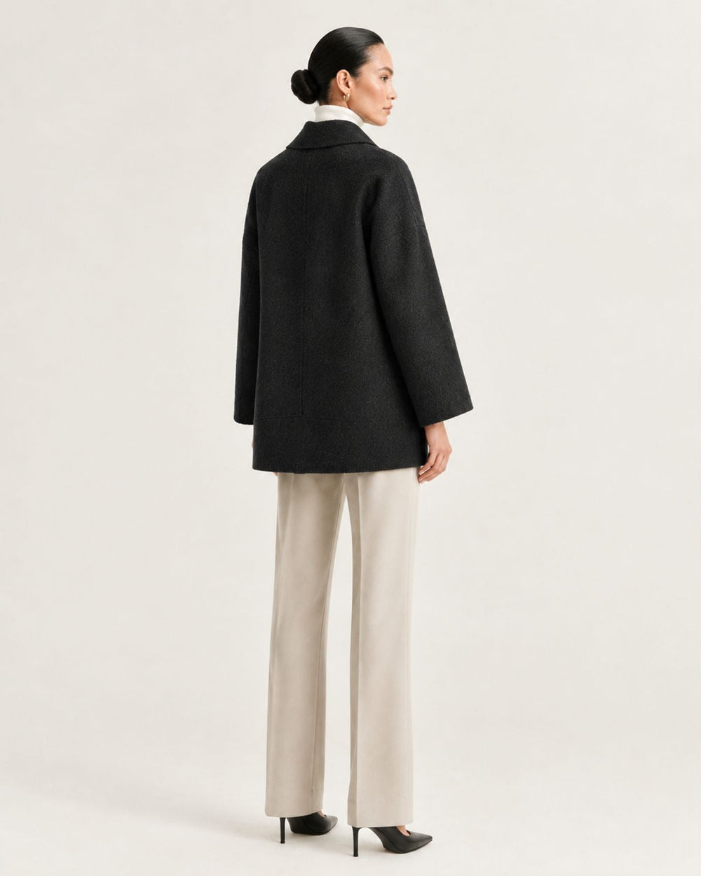 Divina Double-Faced Yak Wool Relaxed Fit Single Button Overcoat
