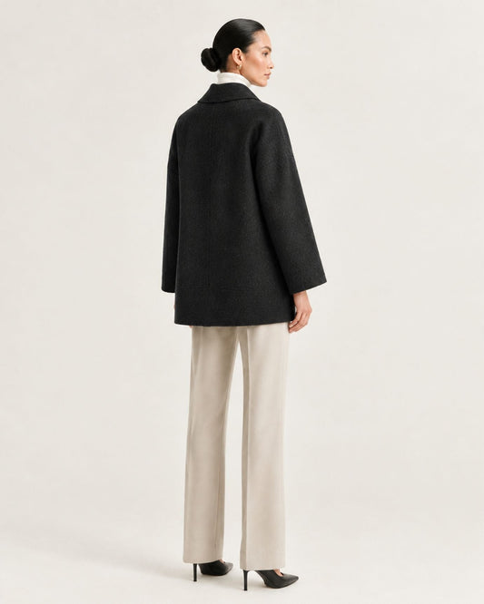 Divina Double-Faced Yak Wool Relaxed Fit Single Button Overcoat – view 5