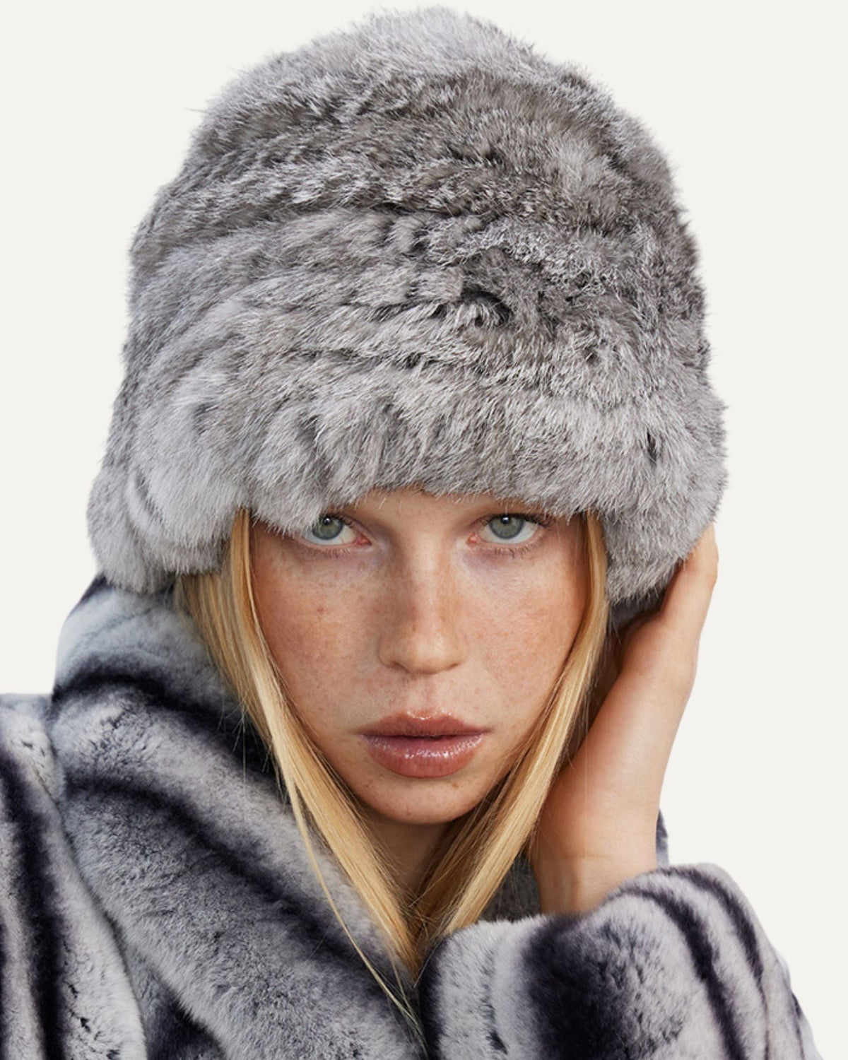 Plush Winter Hat with Adjustable Inner Band – Liquid Gray – view 1