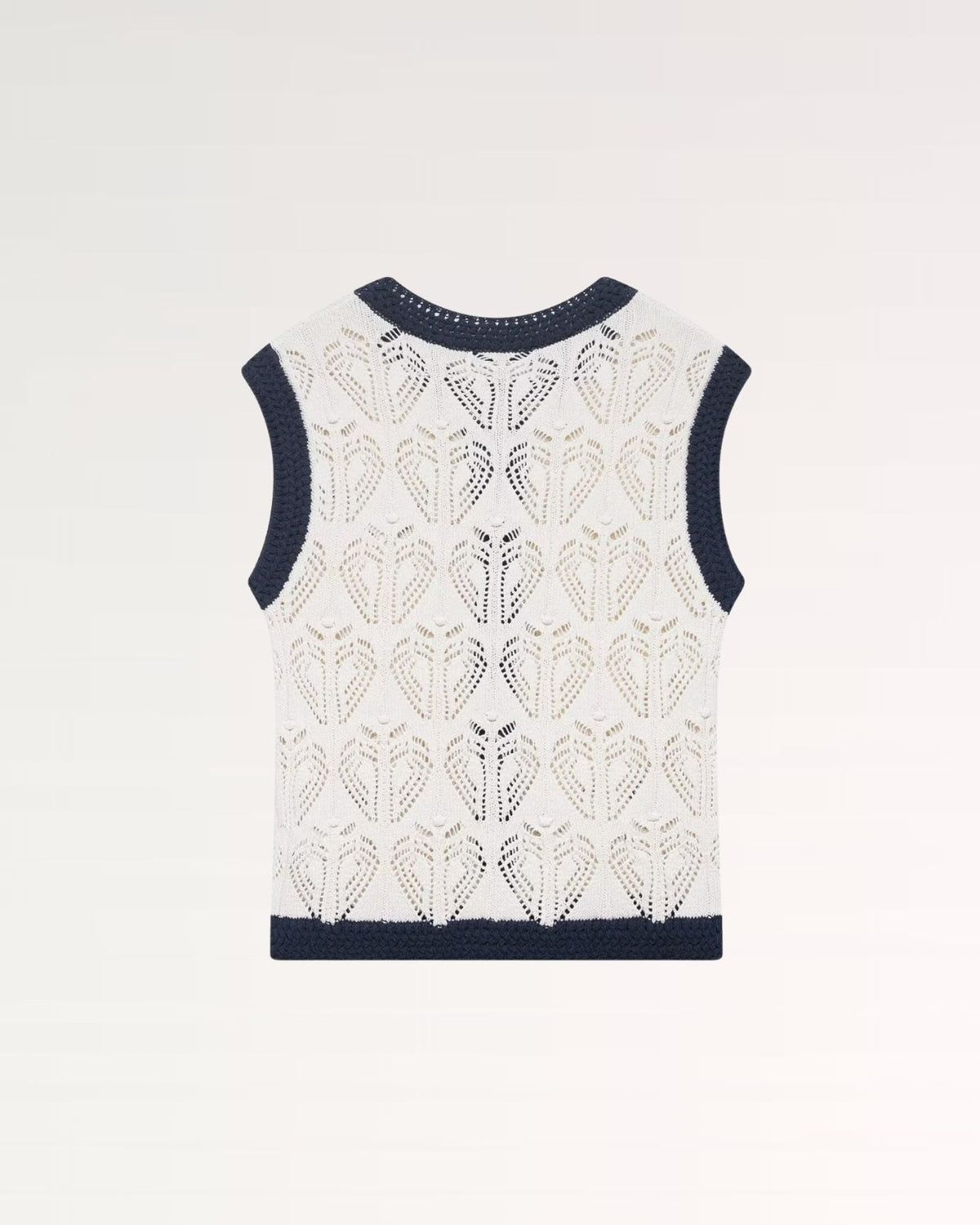 Sleeveless Jacquard Mesh Vest Top with Tailored Fit – Black and White