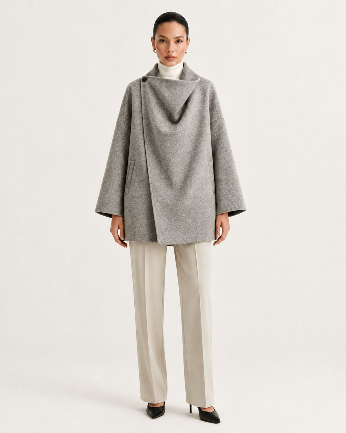 Divina Double-Faced Yak Wool Relaxed Fit Single Button Overcoat – view 14