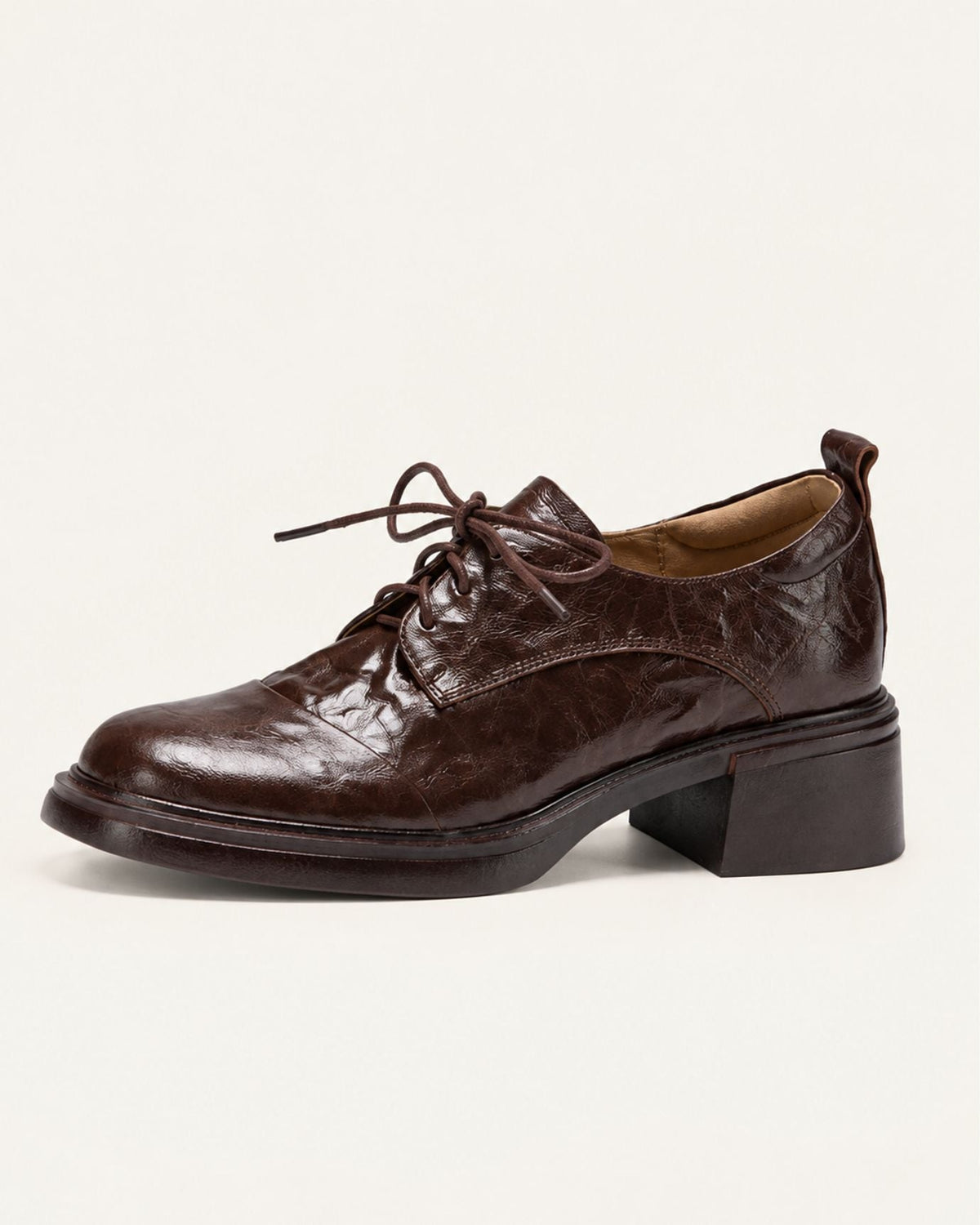 Leather Lace-Up Square Toe Oxfords with 5.5cm Block Heel – view 6