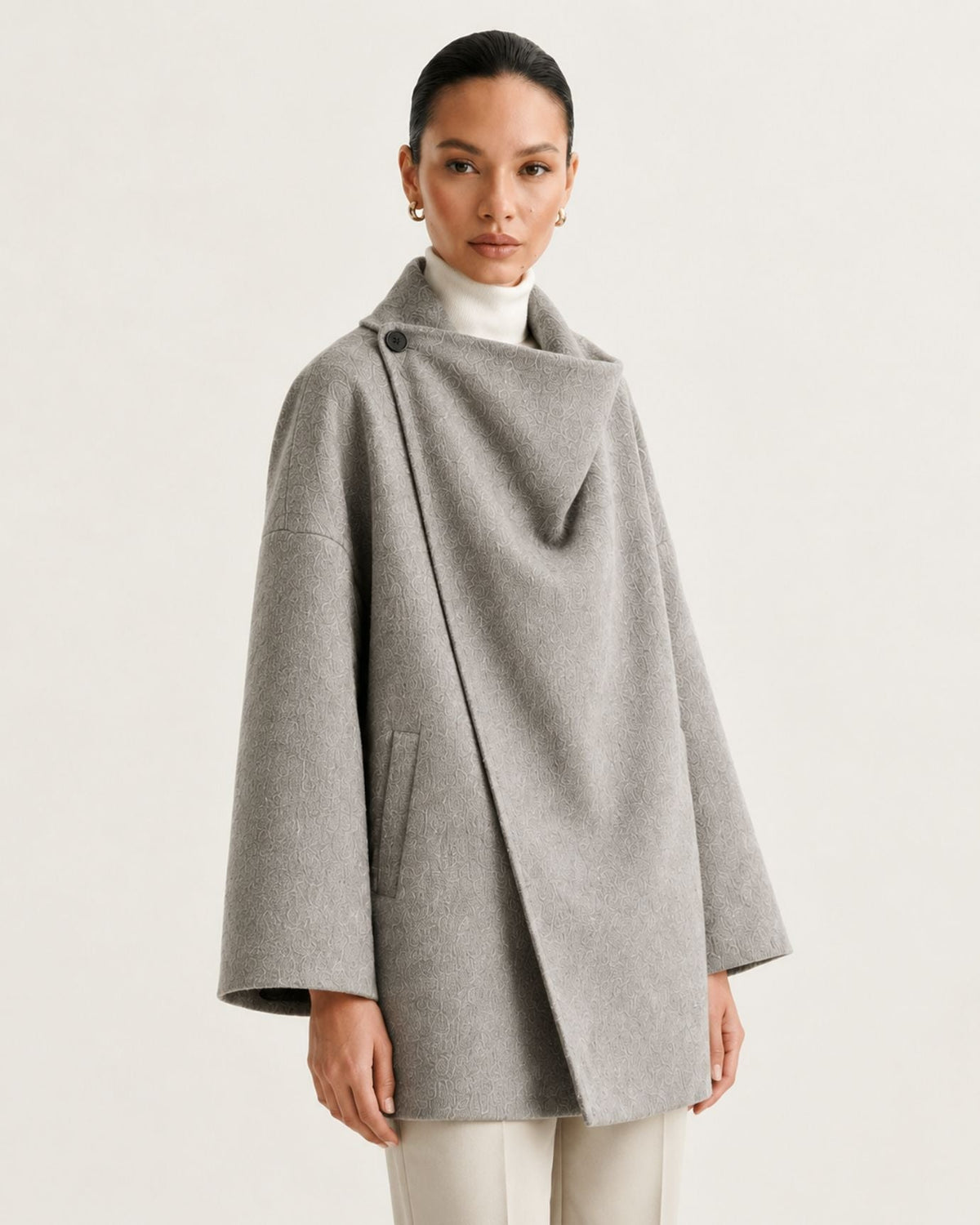 Divina Double-Faced Yak Wool Relaxed Fit Single Button Overcoat – view 13