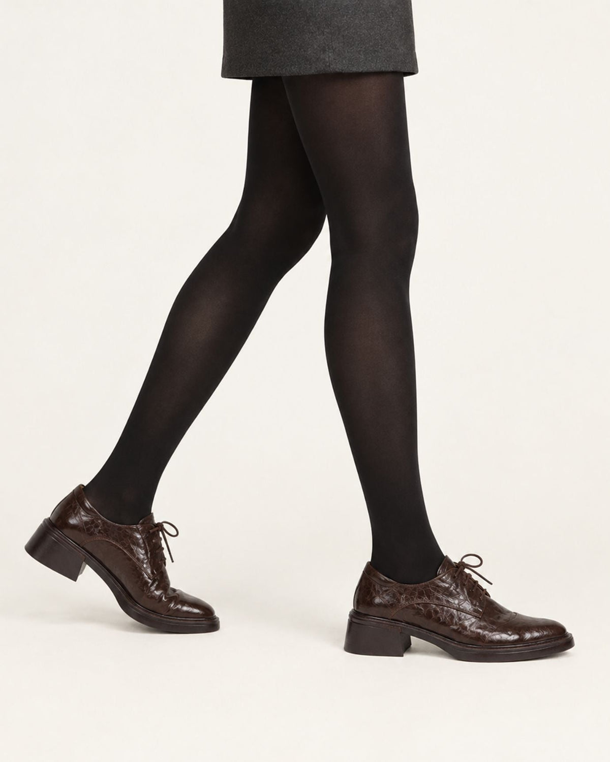 Leather Lace-Up Square Toe Oxfords with 5.5cm Block Heel – view 8
