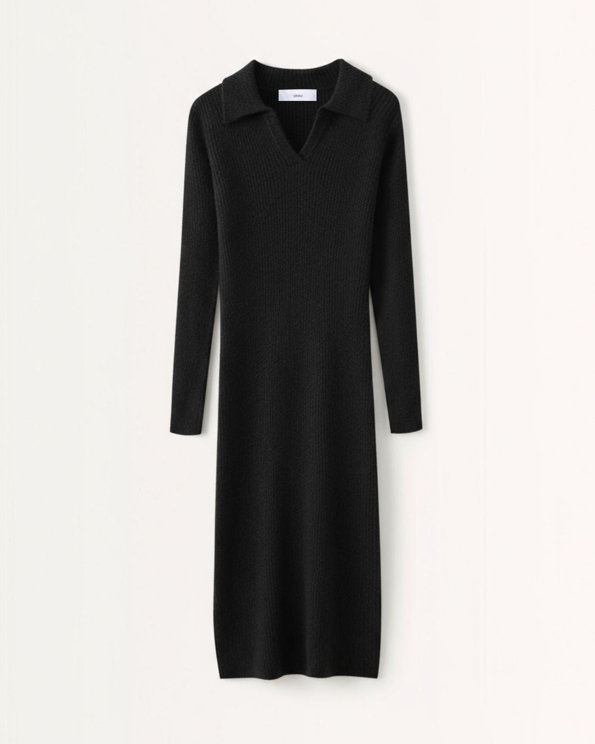 Long Sleeve Polo Collar Wool Dress with Tailored Silhouette – view 7