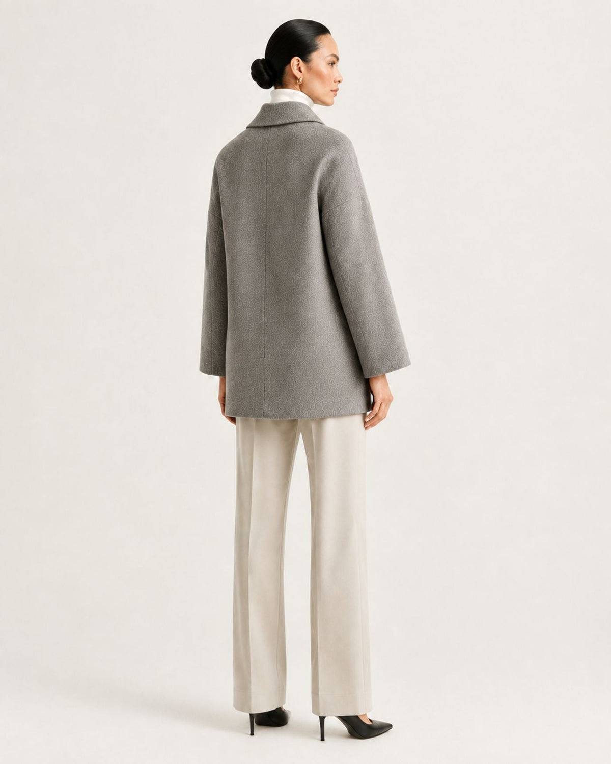 Divina Double-Faced Yak Wool Relaxed Fit Single Button Overcoat – view 16
