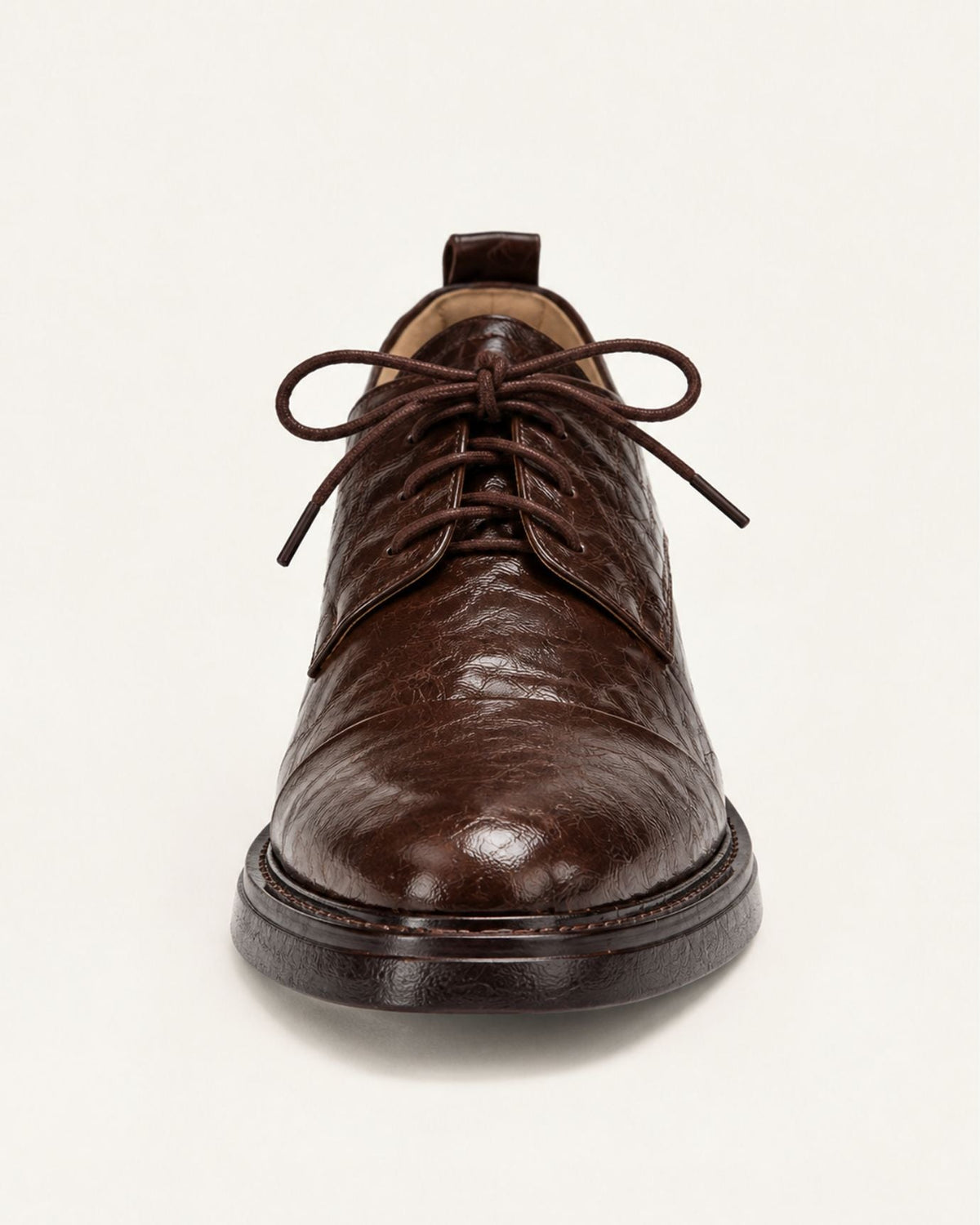 Leather Lace-Up Square Toe Oxfords with 5.5cm Block Heel – view 9