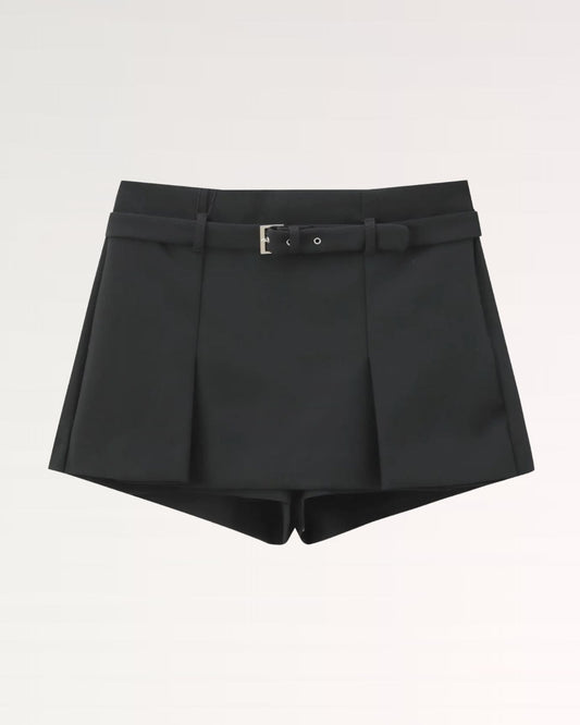 Classy High Waisted Skort with Front Skirt Overlay
