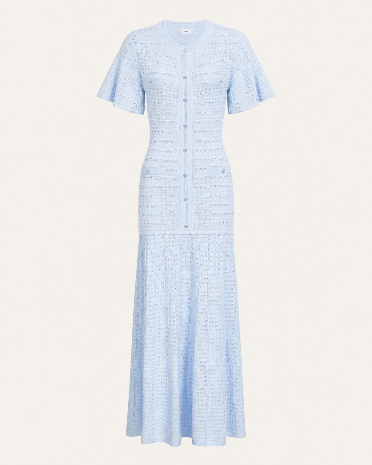 Anna Rhinestone Embellished Short Sleeve Round Neck Knit Midi Dress – view 11