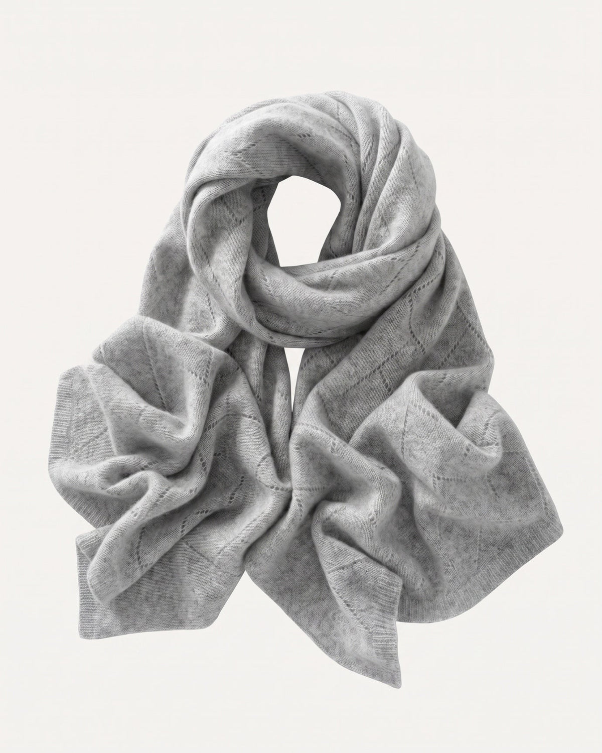 Textured Herringbone Weave Scarf in 100% Pure Cashmere – view 3