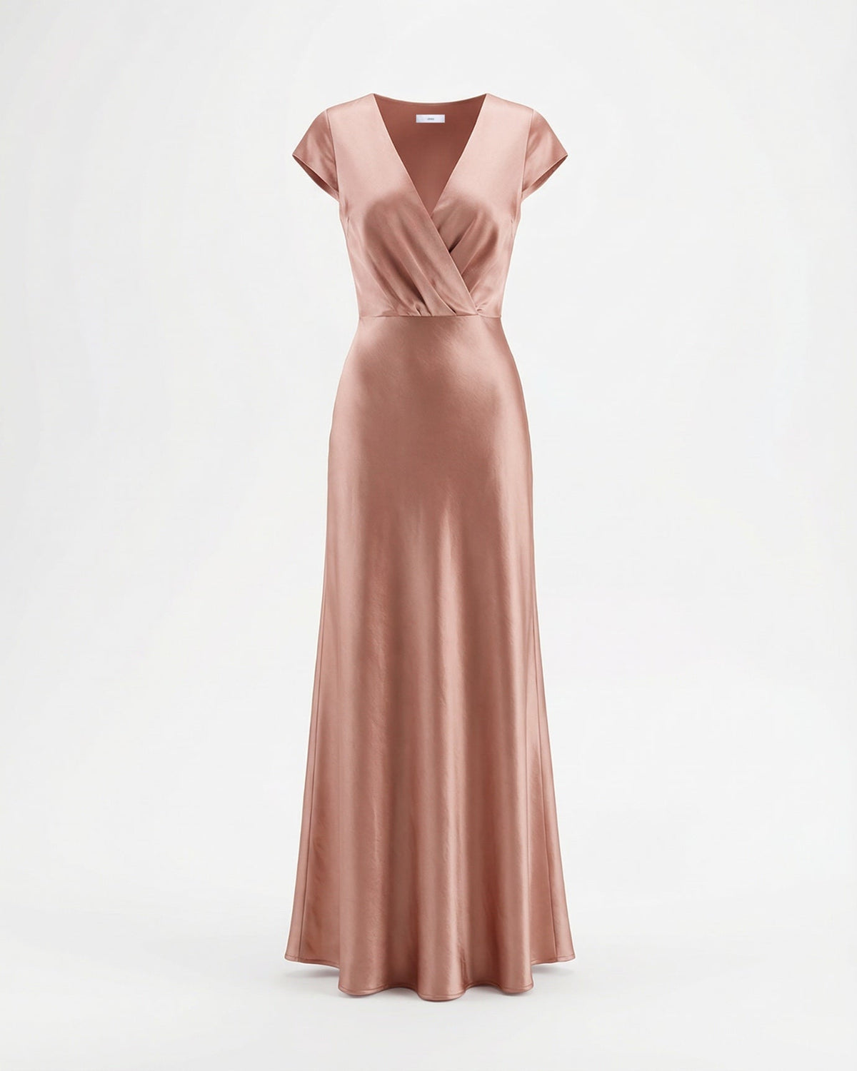 Satin Finish Long Sleeve Floor-Length Maxi Dress – Pink – view 1