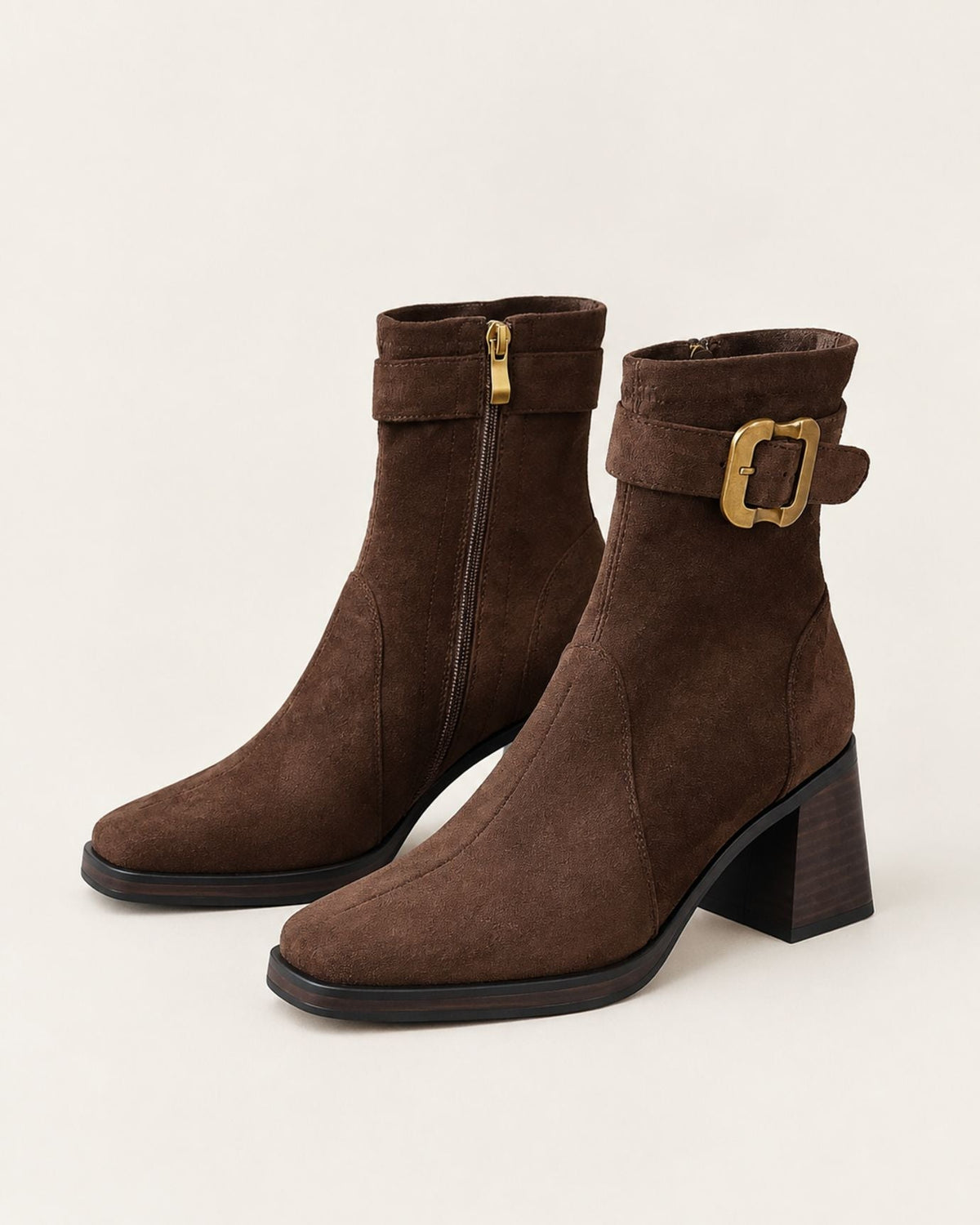 Square Toe Cowhide Suede Ankle Boots with 7cm Heel – view 7