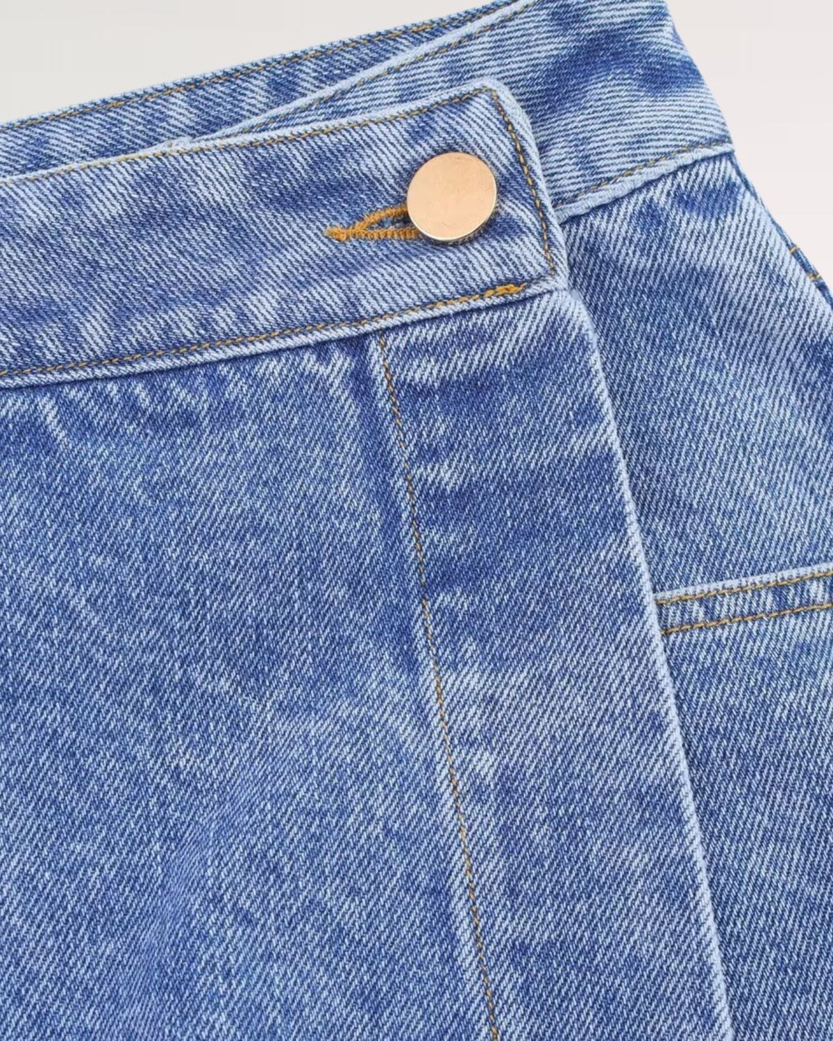 New York High Rise Denim Wrap Skort with Button Front – Blue – view 5