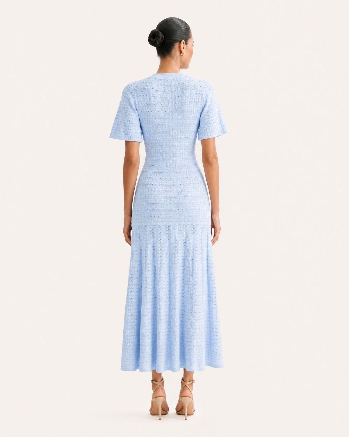 Anna Rhinestone Embellished Short Sleeve Round Neck Knit Midi Dress – view 13