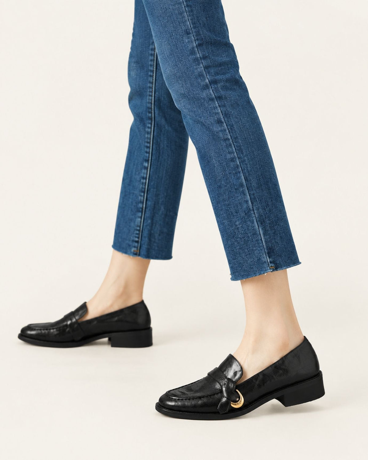 NY Soft Lambskin Leather Mary Jane Loafers with 3.5cm Block Heel – view 3