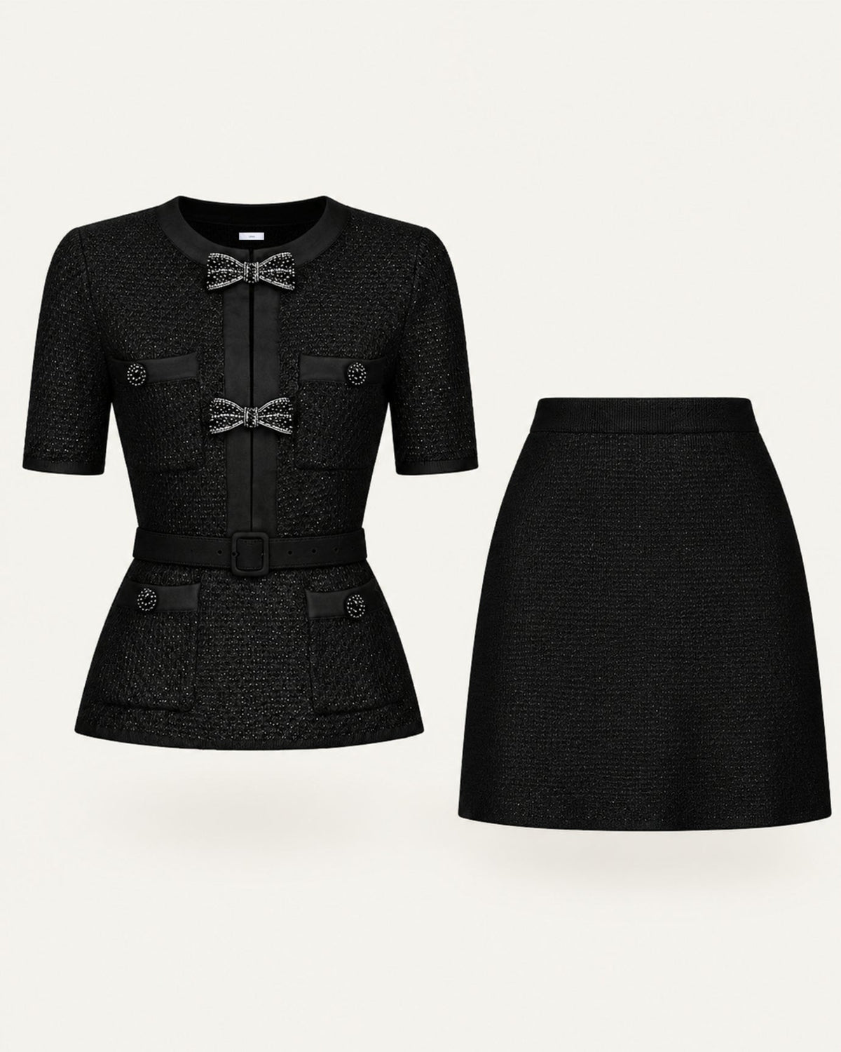 Mary Knitted Top and Skirt Co-ord Set with Beaded Belt – view 4