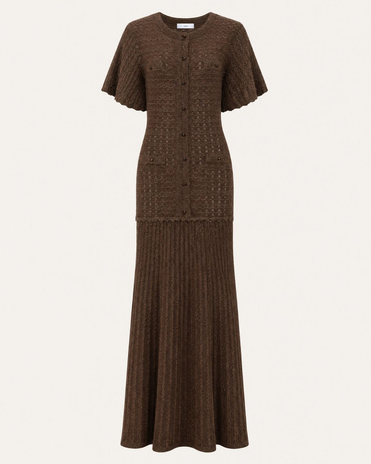 Anna Rhinestone Embellished Short Sleeve Round Neck Knit Midi Dress – view 16